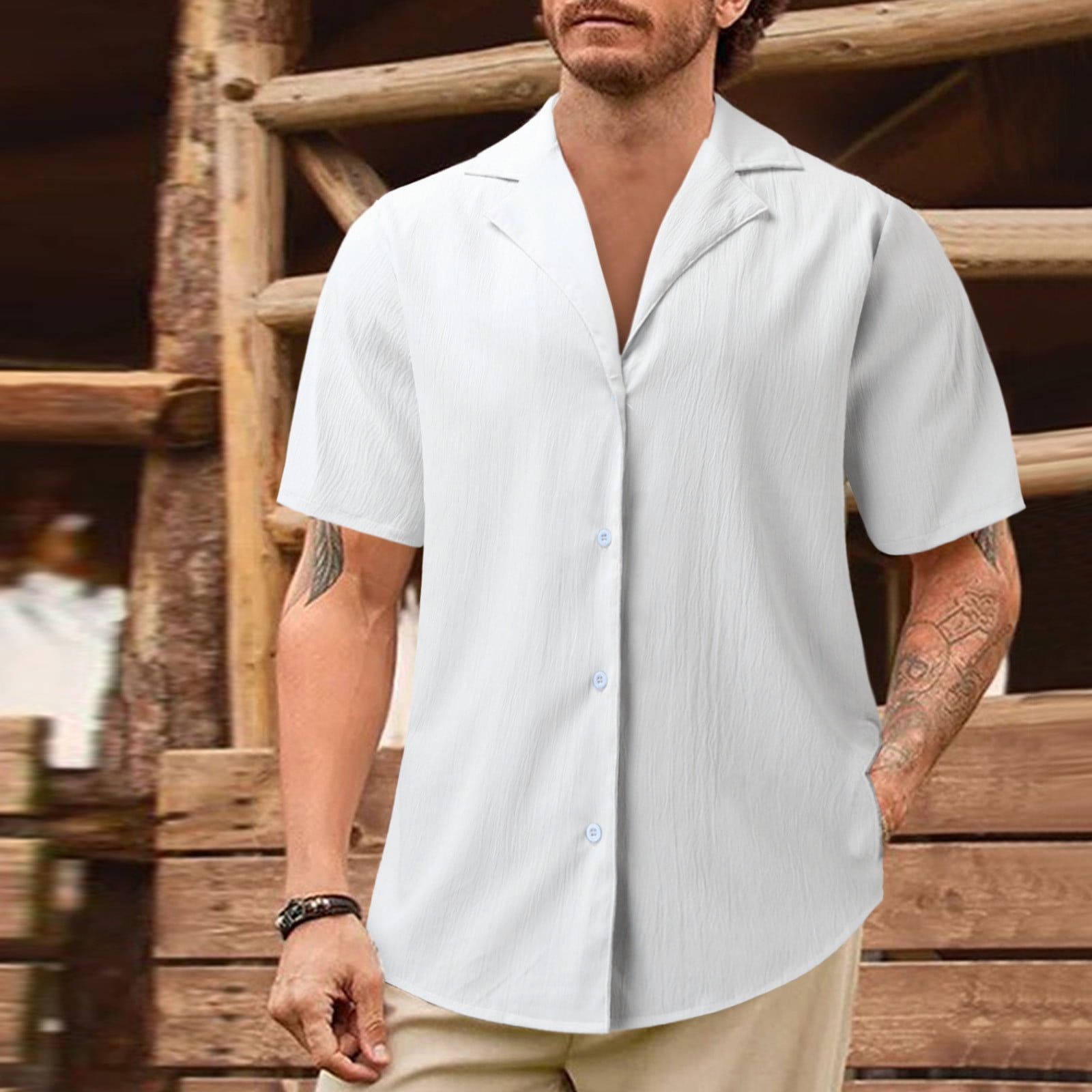 mens white short sleeve dress shirt